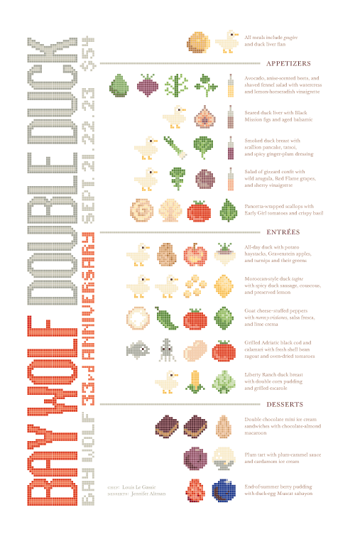 Double Duck menu, Bay Wolf Restaurant, 2008