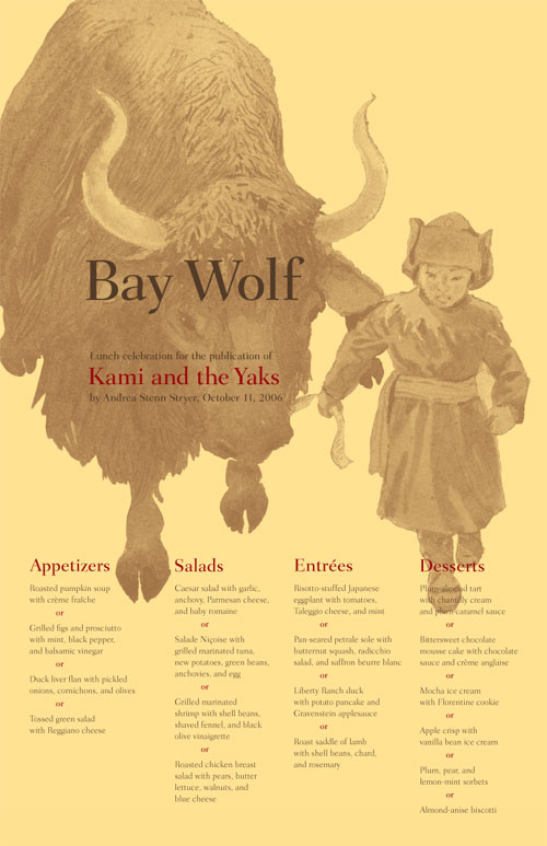 Bay Wolf Anniversary Menu